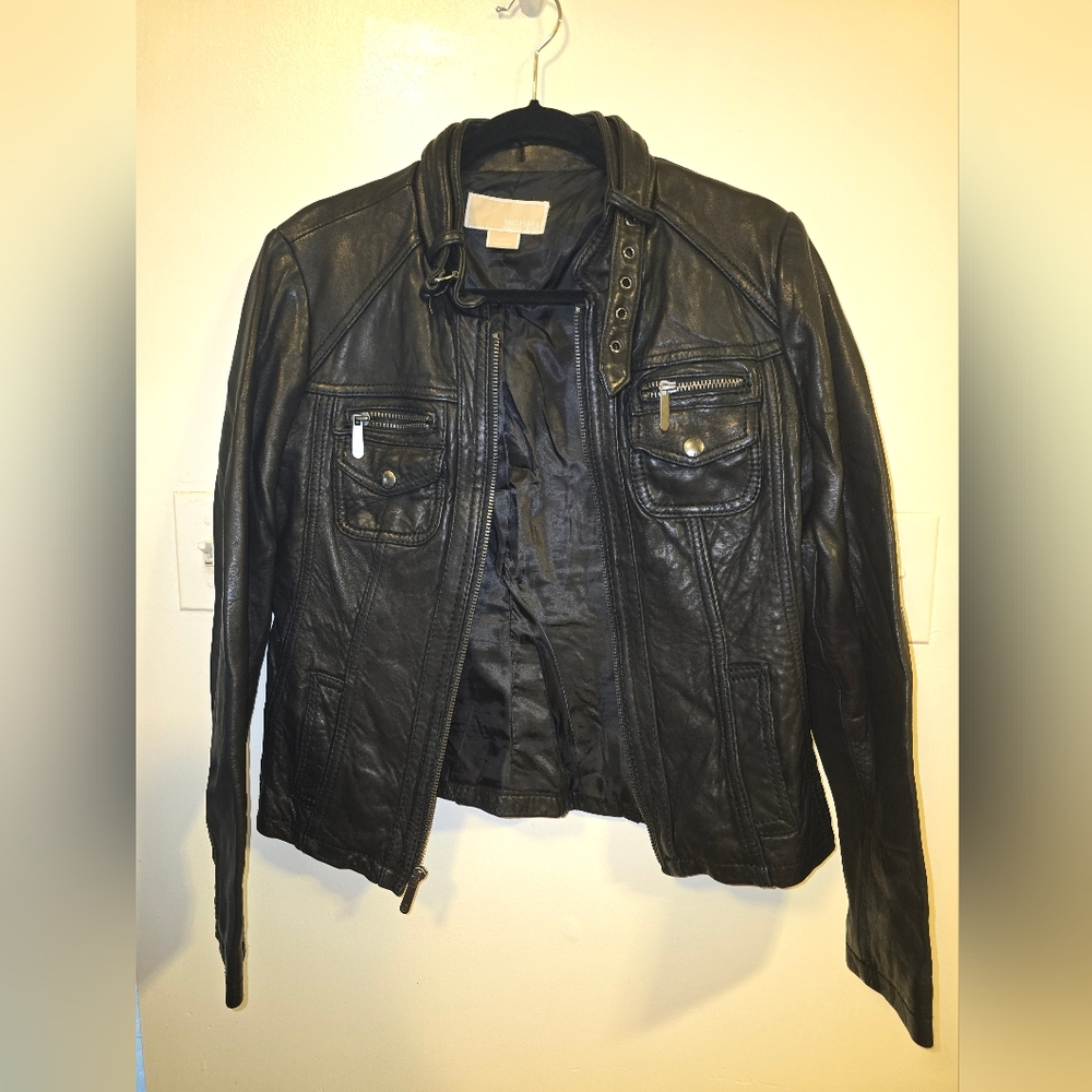Michael Kors Black Leather Motorcycle Jacket